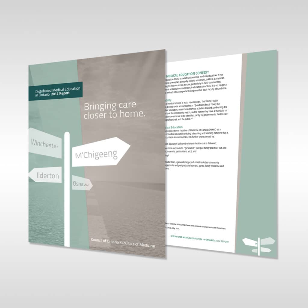 Portfolio sample showing the cover and inside page of the DME report